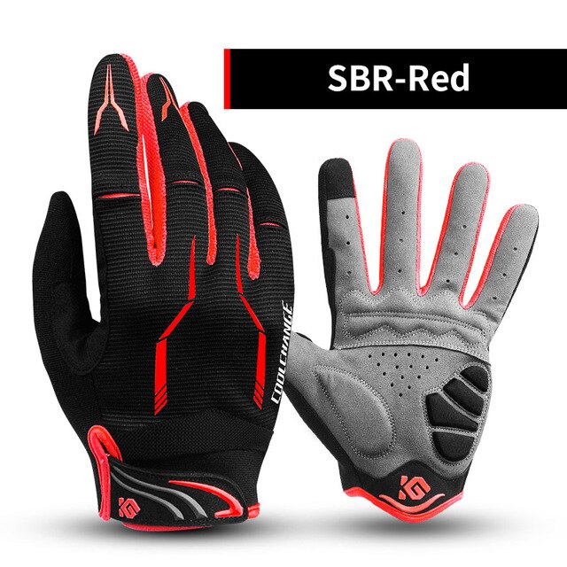 Coolchange Bike Glove Full Finger Cycling Gloves Men Women Shockproof Road Mountain Bicycle MTB Riding Biking Motorcycle Gloves: Black Red / XXL