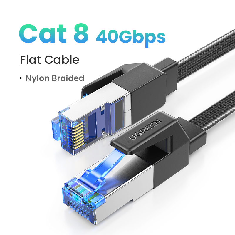 UGREEN CAT 8 Ethernet Cable CAT8 40Gbps 2000MHz Networking Nylon Braided Internet Lan Cord for Laptops PS 4 Router RJ45 Cable: GRAY / 8m