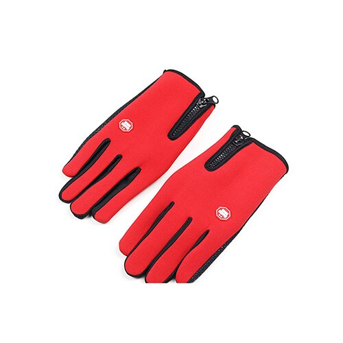 Guantes con cremallera para deportes al aire libre, para bicicleta y senderismo, antideslizantes, resistentes al agua, guantes suaves de abrigo, guantes deportivos para levantamiento de pesas y ejercicio físico: Rojo