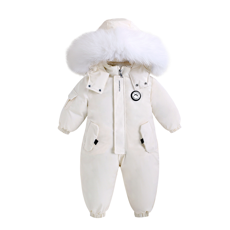 Combinaison de Ski d'hiver en velours pour bébé, combinaison pour garçon, vêtements chauds pour enfants, ensemble de vêtements imperméables pour enfants de 1 à 5 ans: Beige / 5