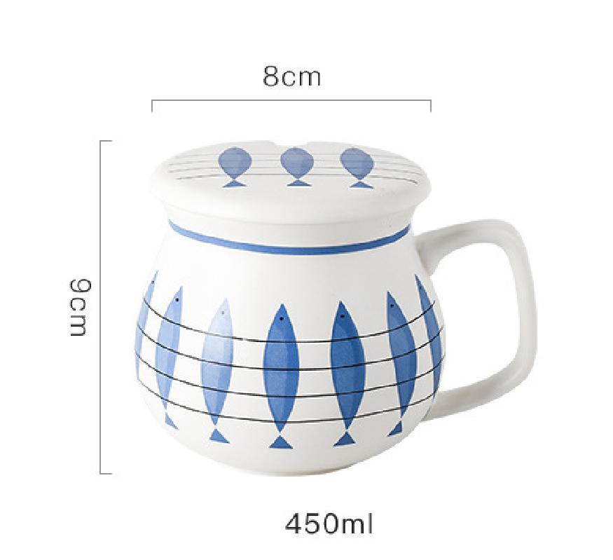 Simple Office Tea Cup Water Cup Afternoon Tea Coffee Cup Household Lid With Spoon Ceramic Milk Cup Mug