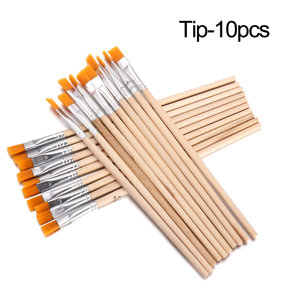 Pinceles finos pintados a mano, de 10 Uds. Para acuarela, DIY, conjunto de pinceles de nailon para el pelo, suministros de arte, mango de madera, pluma con gancho: Tip-10pcs