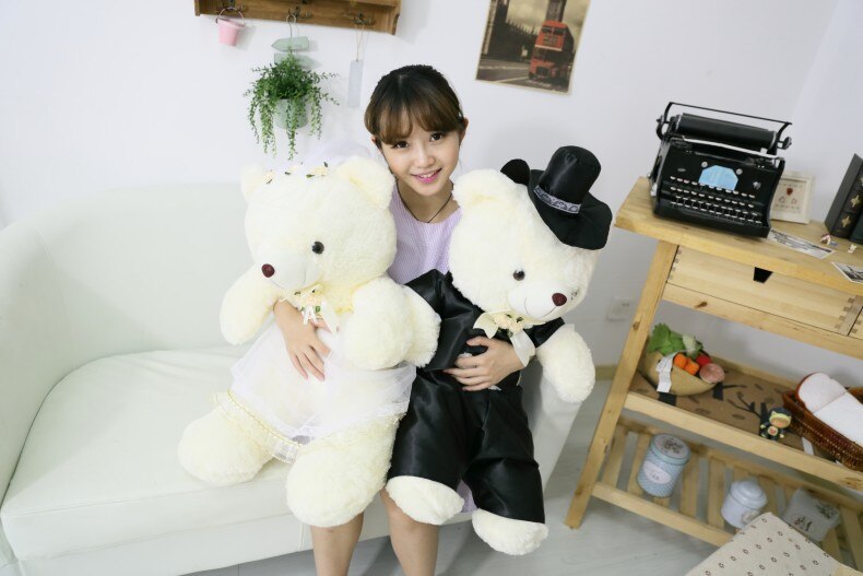 Ours en peluche pour couple, 2/20/40cm, poupée, de mariage, pour mariée et marié, de noël pour femmes et filles