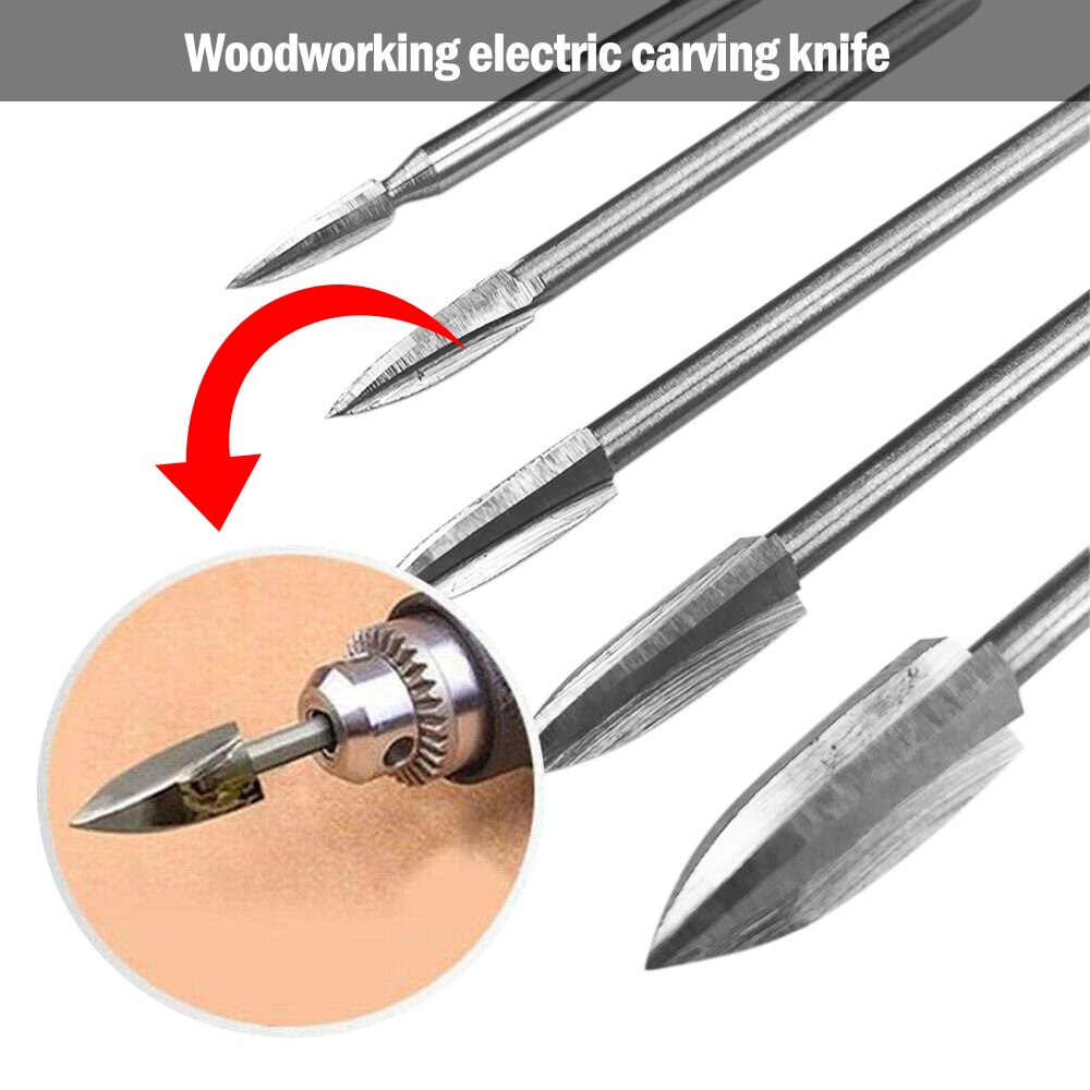 3mm Shank 3-8mm Milling Cutters White Steel Edges Woodworking Tools Three Blades Wood Carving Knives