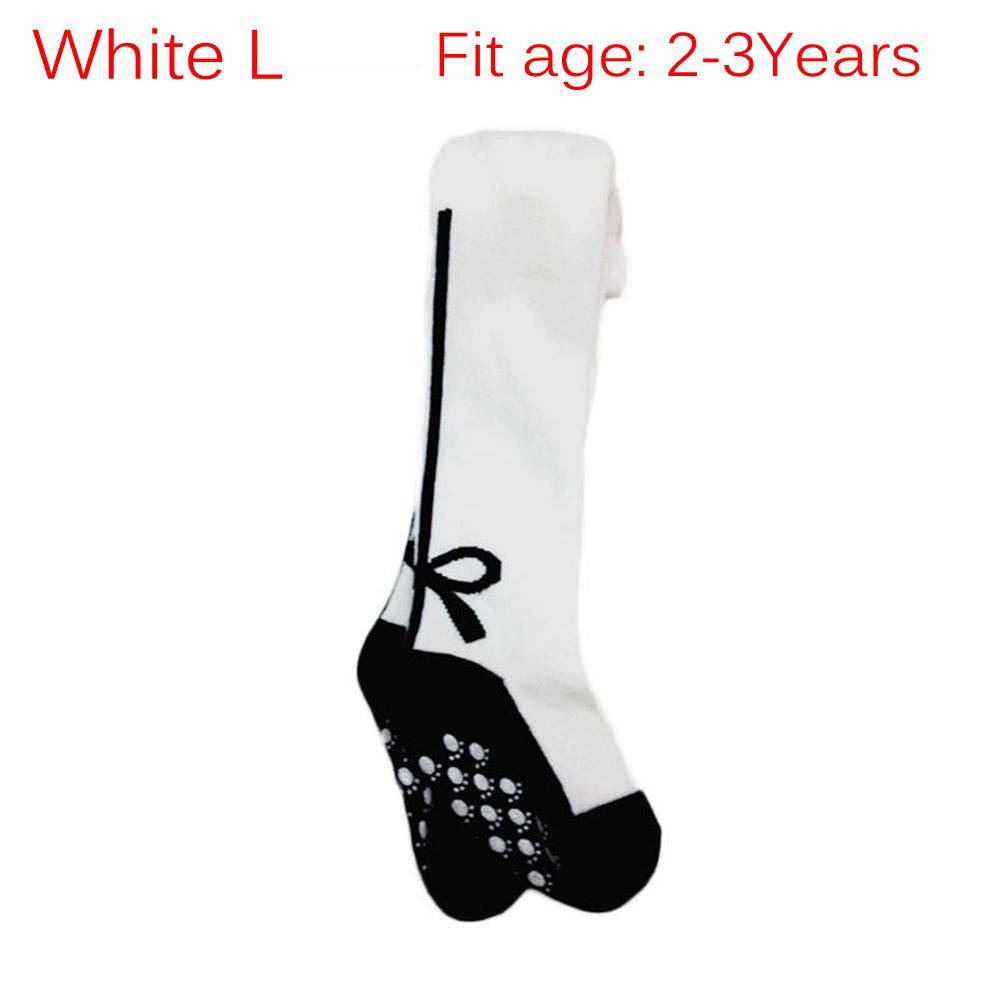 Boog Legging Mode Warme Sokken Meisjes Kousen Kinderen Panty Baby Anti-Slip Strakke Broek Baby Kleding: white-L