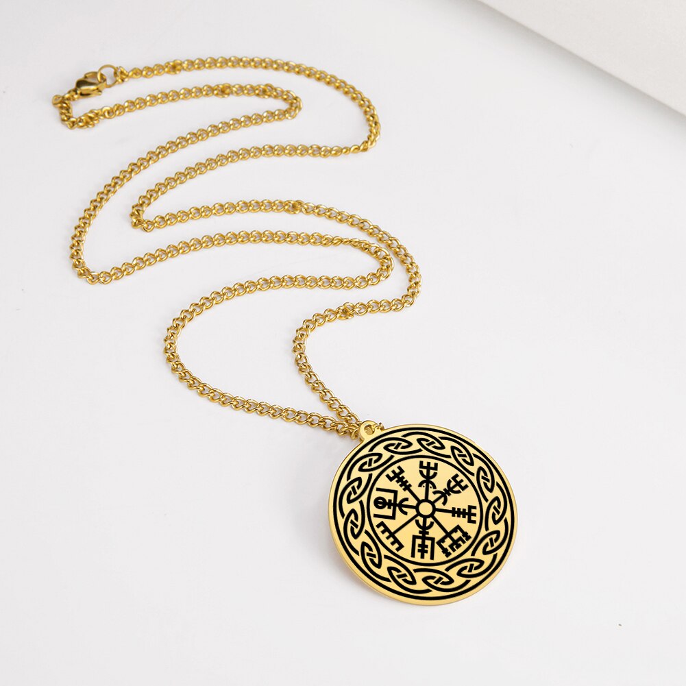 Dawapara nordisch Wikinger Symbol von Nordischen Kompass in Rune Kreis Vegvisir Anhänger Halskette Edelstahl Schmuck Amulett Halsketten