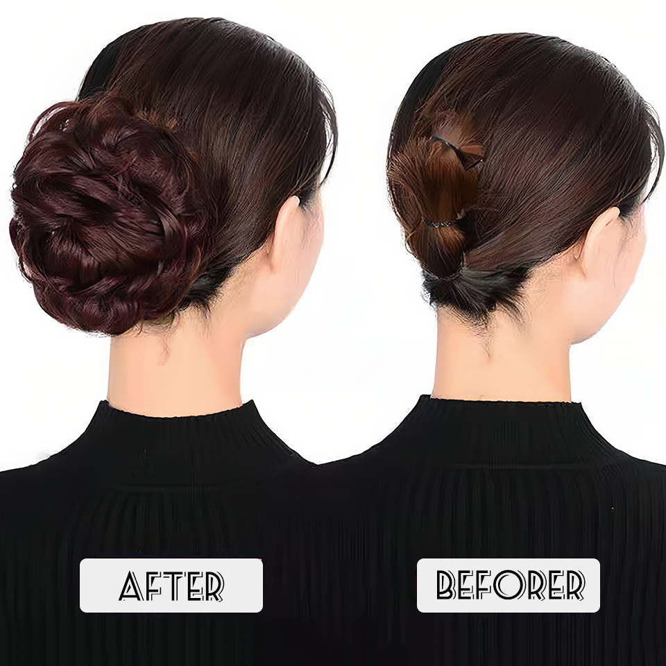LM chaotisch lockig kurz Kunsthaarverlängerung Chignon Krapfen Rolle Brötchen Perücke Klaue Clip in Haarteil für Frauen