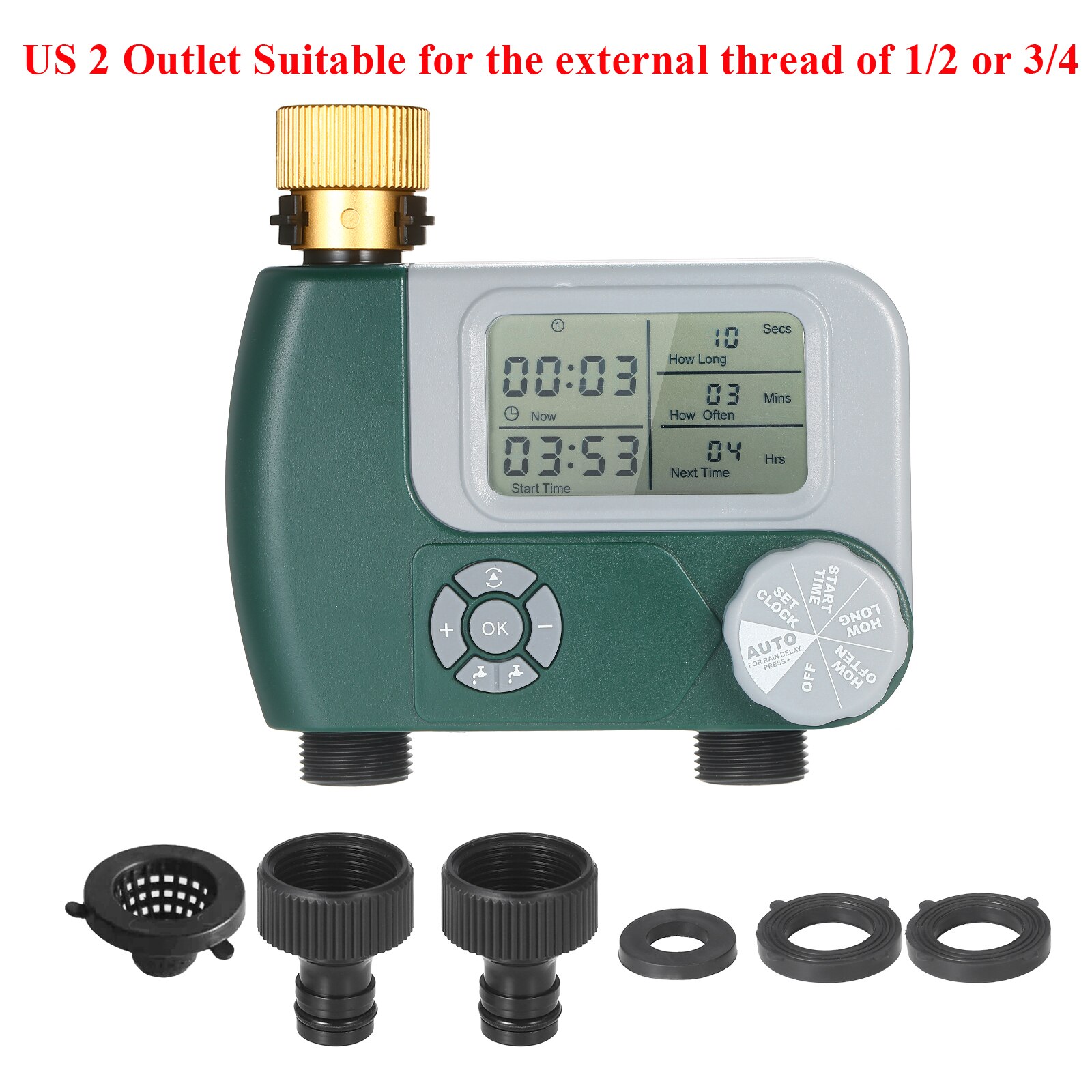 US/EU/UK Plug Digital Programmable Water Timer Weatherproof Garden Lawn Faucet Hose Timer Automatic Irrigation Controller: US type 3