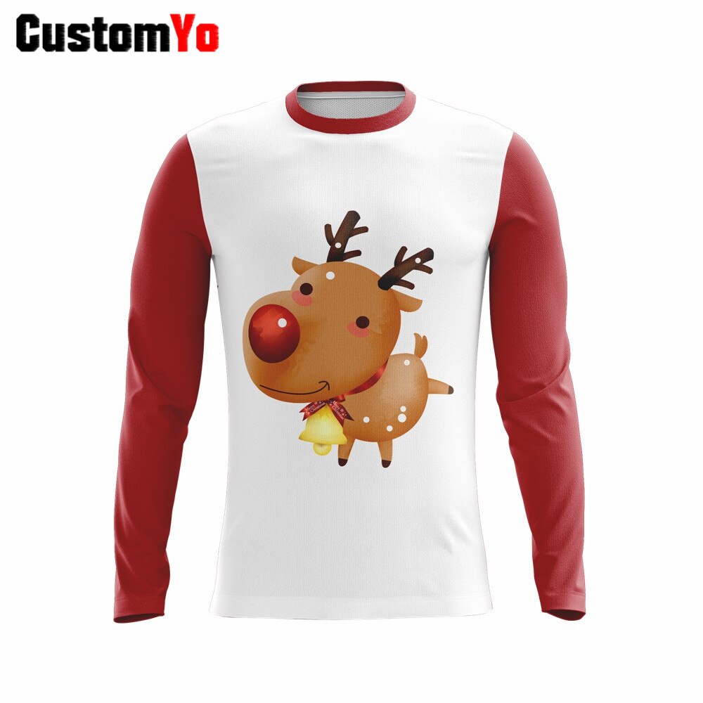 Christmas Santa Festive Custom Funny T Shirt Men Polyester Long Sleeve T-shirt