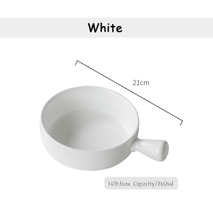 Techome køkken universalbagt risskål keramisk skål med håndtag bagning grillet skål pasta tallerkenhåndtag husholdningsartikler: Hvid