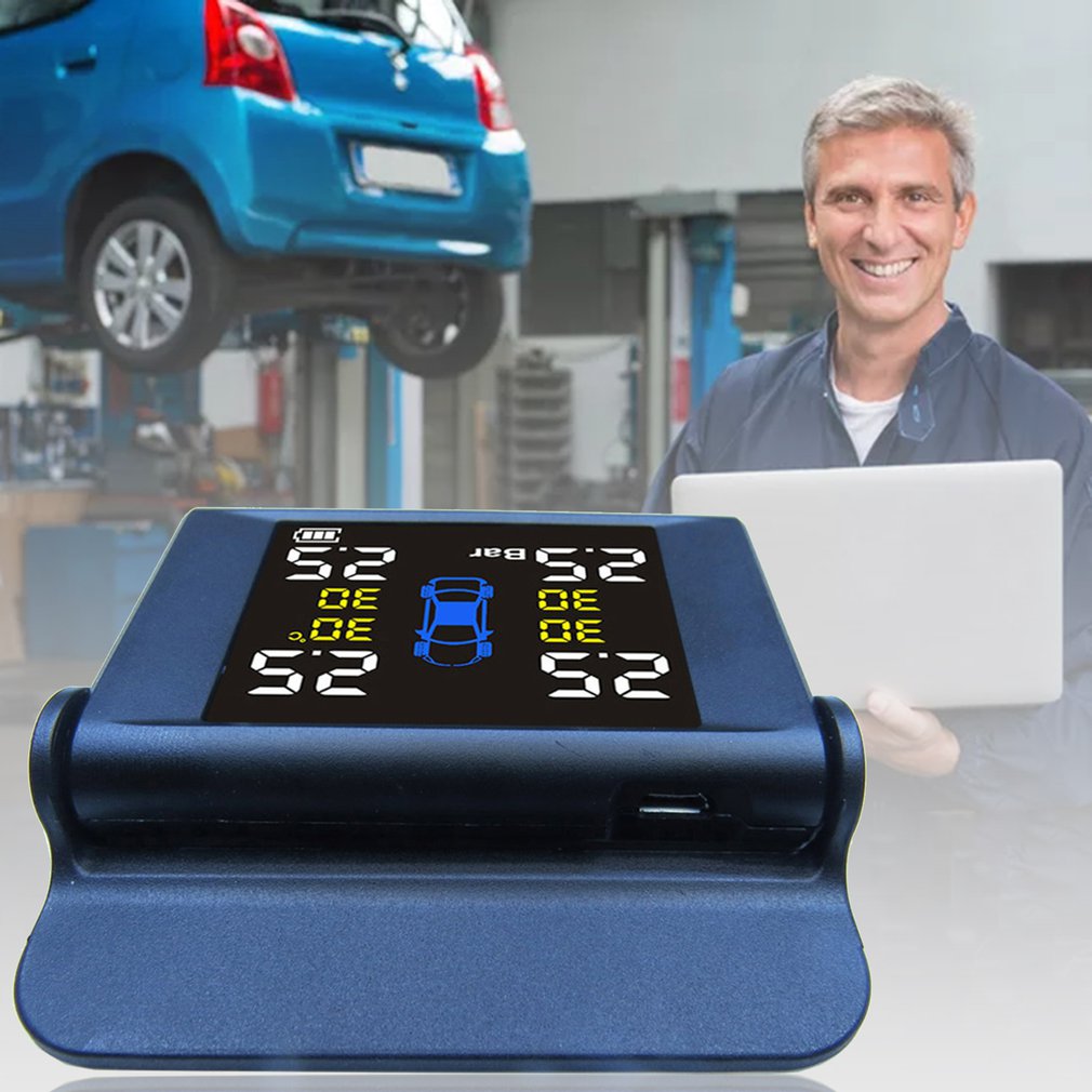 Large Screen Solar Wireless Tire Pressure Monitor Auto Universal Pressure Monitoring System Portable Tire Pressure Monitor