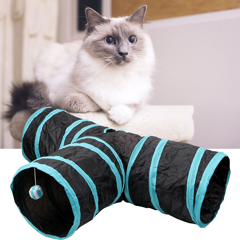 HILIFE Funny Pet Cat Tunnel Foldable Storage Tunnel Tubes 3 Holes 2 Colors Pet Supplies Kitten Toys Play Tubes Balls