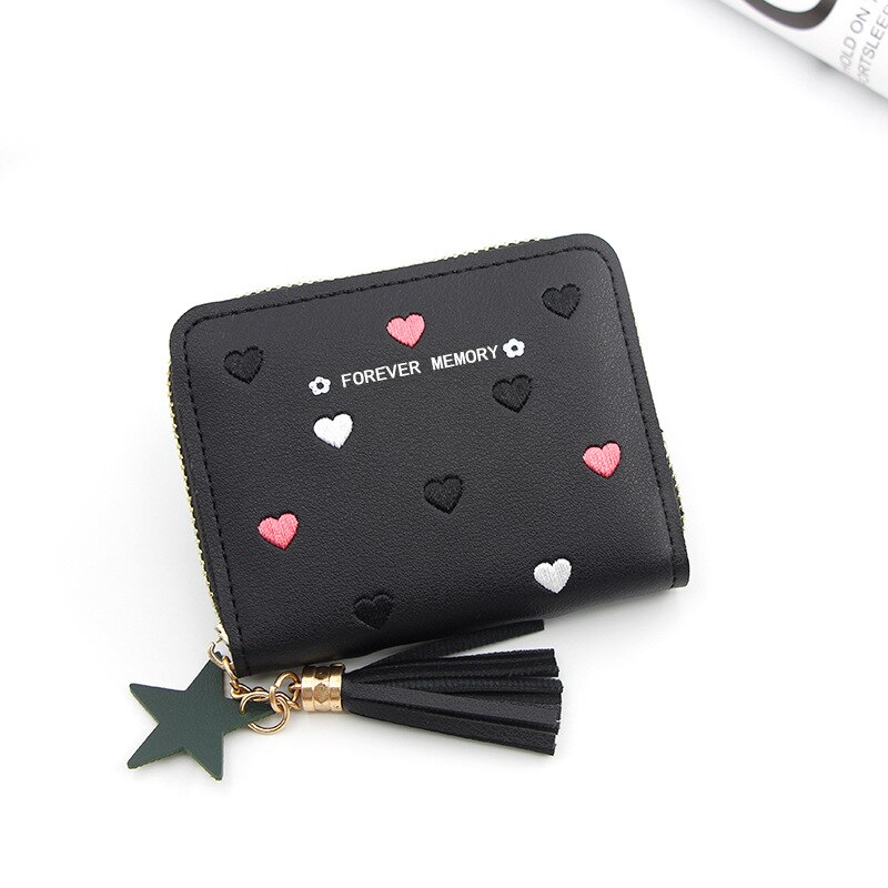 Women's Mini Wallet Candy Color Cute Coin Purse Card Package Wallets Heart-shaped Embroidery Women Short Wallet Multi-function: B-2