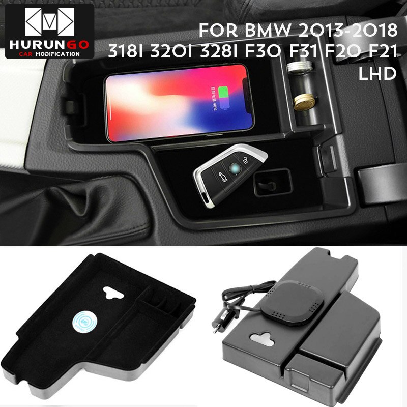 1lot Mobile phone wireless charging Central Armrest storage box For BMW X1 F48 /118i 120i F20 F21 saden: B