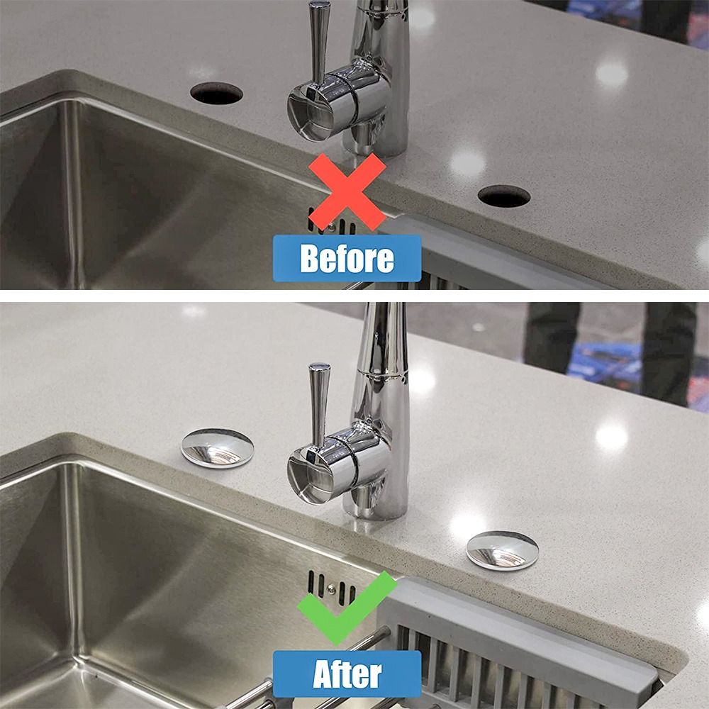 Kitchen Accessories Drainage Seal Water Stopper Stainless Steel Metal Tap Hole Plug Faucet Hole Cover Sink Plug Sink Hole Cover