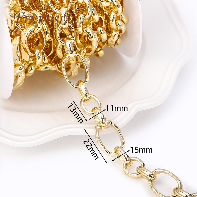 Cadenas grandes y gruesas de Metal de latón chapado en oro de 14K para hacer accesorios de collares, cadenas para hacer joyería DIY, varios estilos: YELLOW