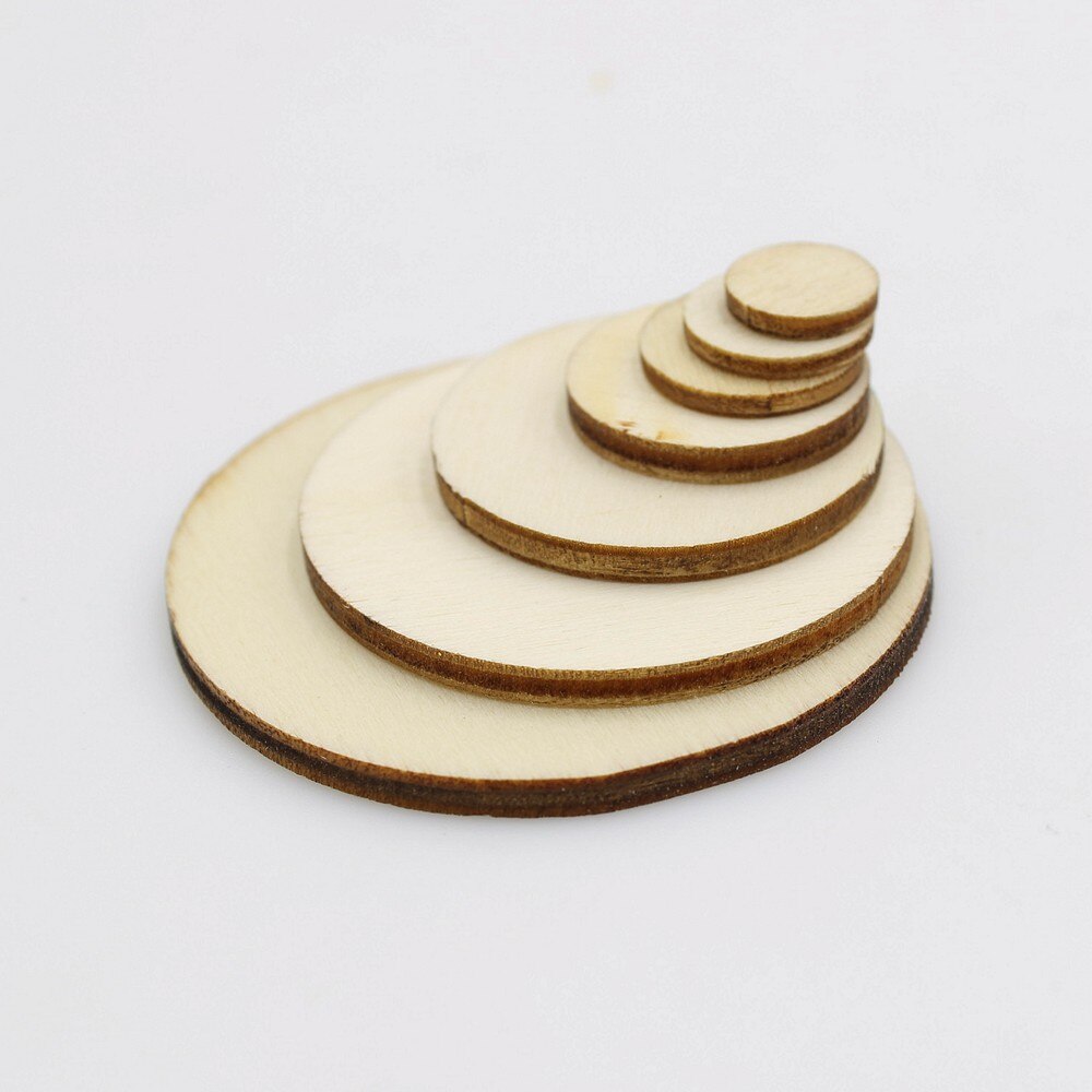 15/100 stk 10-50mm ufærdige træ runde cirkler ring håndværk kort gør scrapbooking diy udsmykning kunst dekorativt håndværk