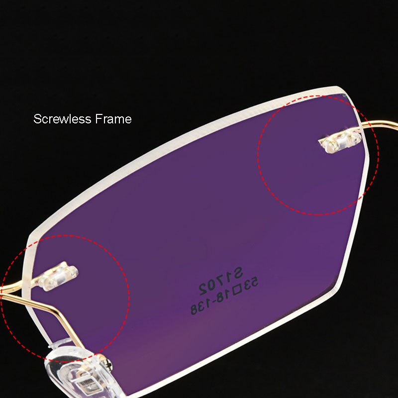 Gafas con montura de plástico sin marco para mujer, lentes ópticas de estilo de negocios, sin tornillos