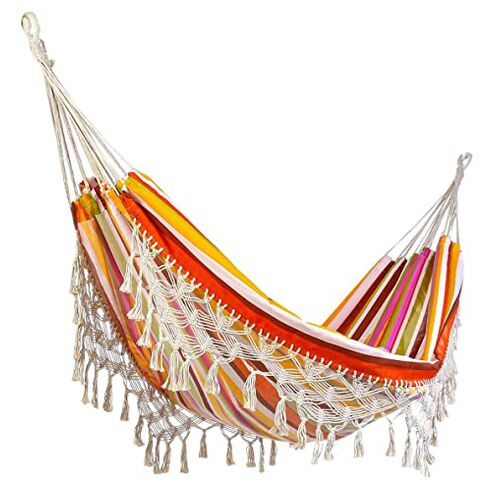 Grote 2-persoons hangmat Boho-stijl Braziliaanse macrame omzoomd Deluxe dubbele hangmat Netto schommelstoel Indoor hangende schommel levering