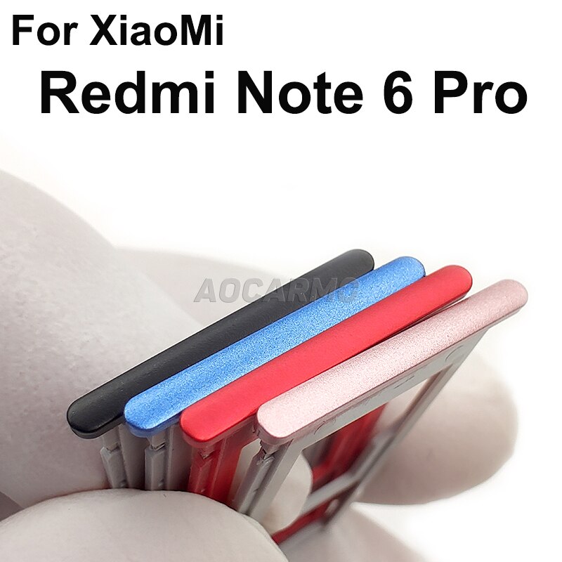 Aocarmo Metall Kunststoff Nano Sim Karte Tablett MicroSD Slot Halfter Ersatz Teil Für XiaoMi Redmi Hinweis 6 Profi 6Profi m1806e7