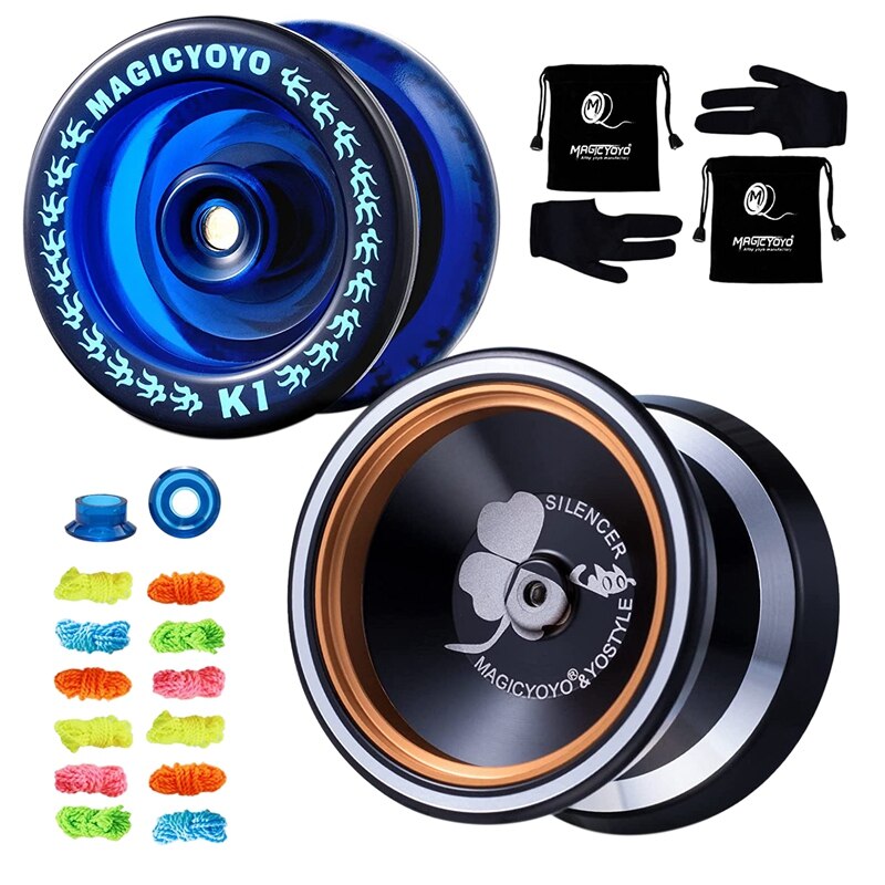 Magicyoyo: nicht reagierendes jojo,  m001 reagierende jojos ,  k1, schmetterlings-metalljojos mit 10 jojoschnüren + jojohandschuh + tasche: Default Title