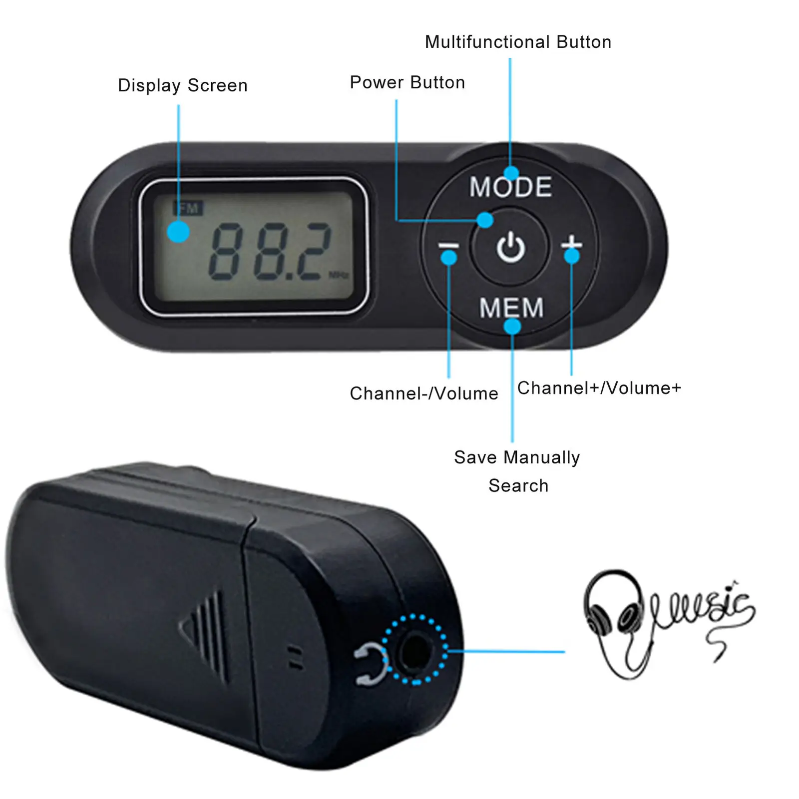 Radio FM Mini Radio portátil de bolsillo Transistor de radio pequeño con potencia de primera velocidad para caminar, trotar y viajar
