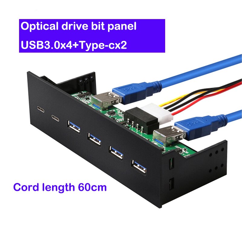 Panel Frontal USB tipo c, HUB USB 3,0, audio Mic, Plug and play, cable de 20 pines, ordenador, 5,25 pulgadas, Unidad óptica, sin energía, supervelocidad
