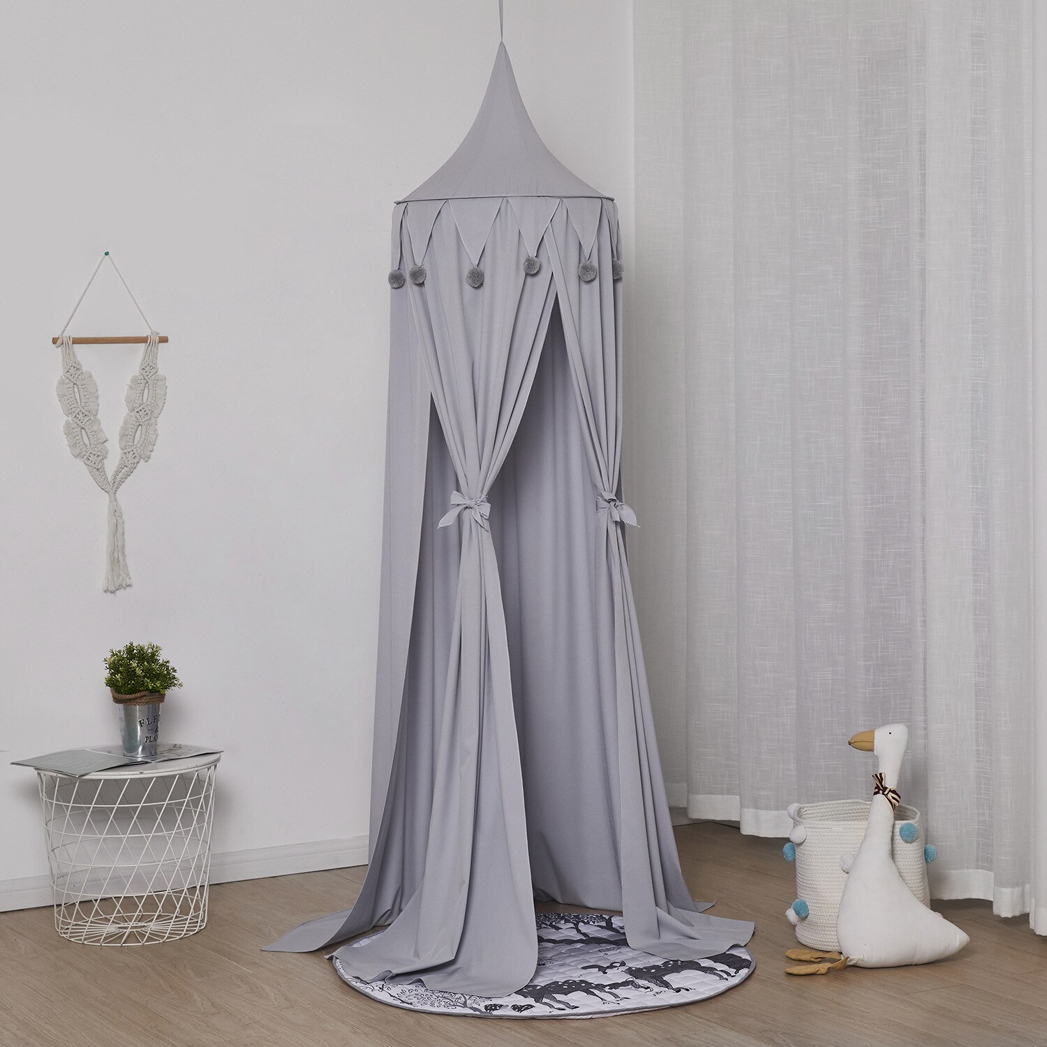 Kinderen Zomer Kamer Bed Gordijn Opknoping Dome Klamboe Opvouwbare Gratis Installatie Stijl Shading Enkele Deur Tent: GRAY