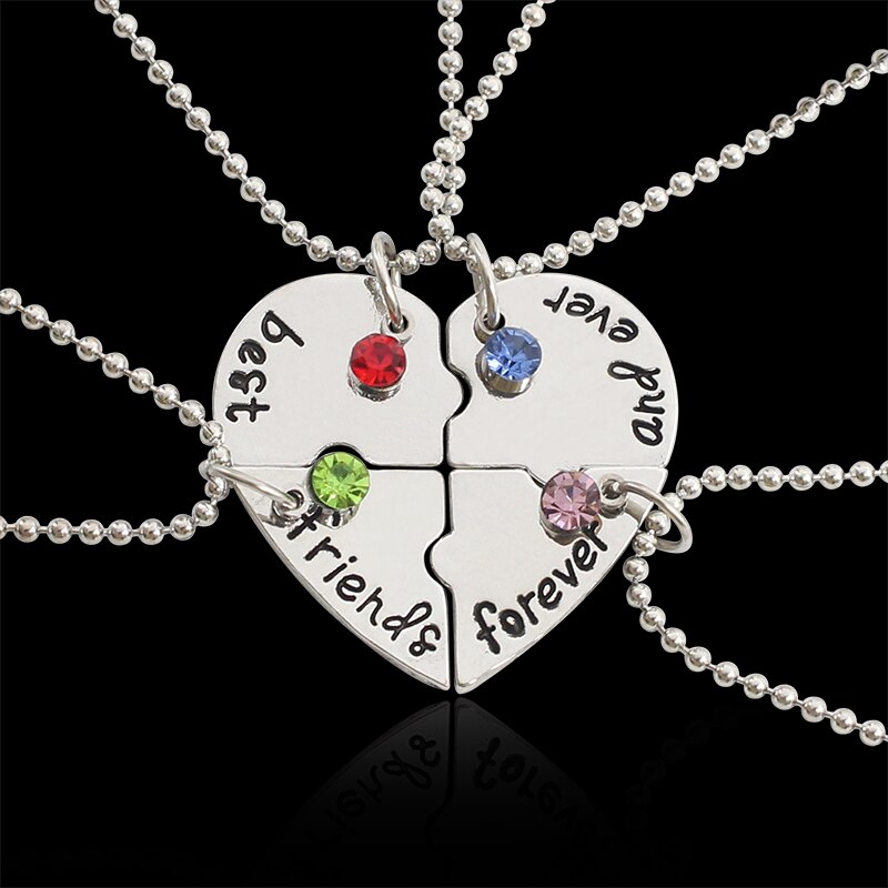 Beste Freund 4 Stück Halskette Frauen Schmuck BFF Freundschaft Anhänger Choker Schmuck Für Frauen Freies
