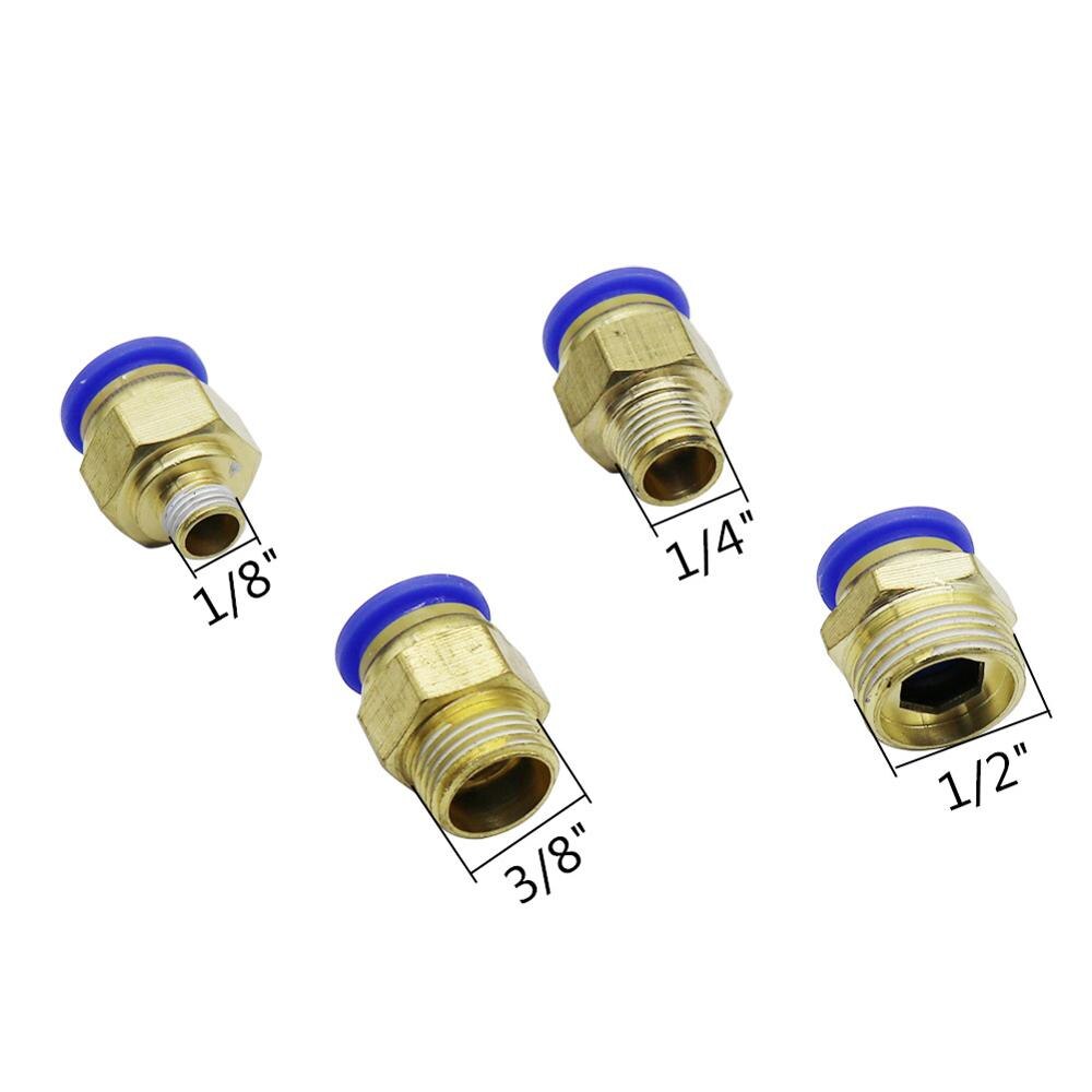 6/8/10/12mm OD Pipe Interface to 1/8" 1/4" 3/8" 1/2" Male Thread Straight Connector Air Pneumatic Fitting Garden Connector 2Pcs