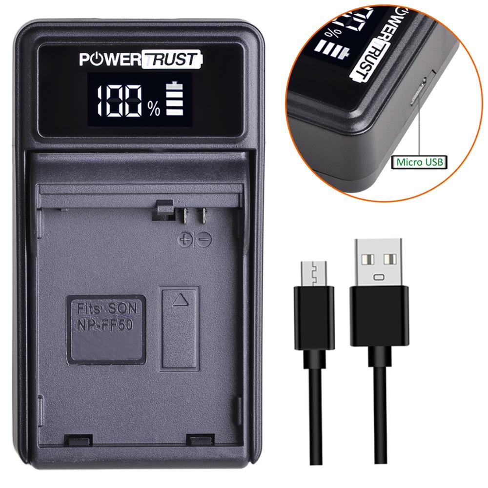 PowerTrust NP-FF71 NP-FF70 Rechargeable Battery and Charger for Sony NP FF71 NP FF70 NPFF71 NPFF70 DCR-HC1000 DCR-HC1000E