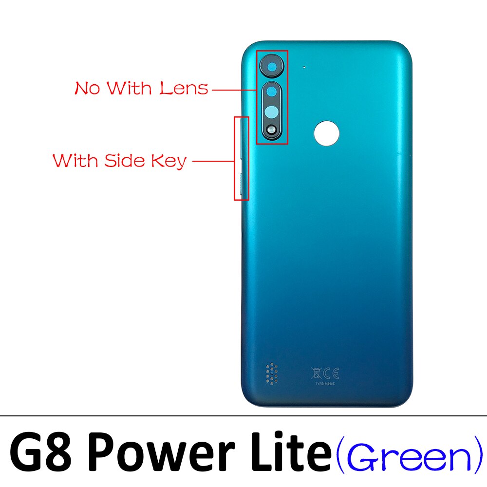 Battery Back Cover Rear Battery Housing with Glue For Motorola Moto G5 G6 E6 Play E7 Plus G8 Power Lite One Vision X4: G8 power lite Green