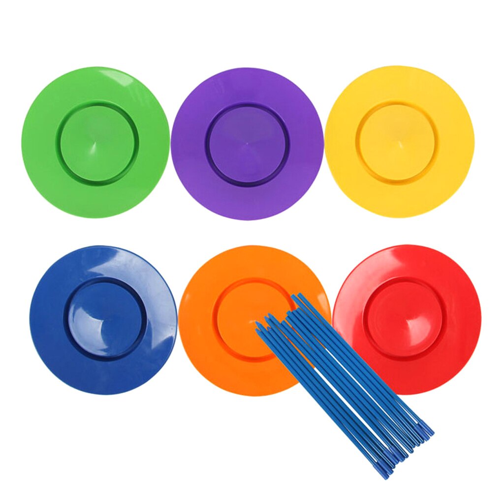 6x Plastic Spinning Platen Stok Set Magic Circus Truc Jongleren Klassieke Speelgoed