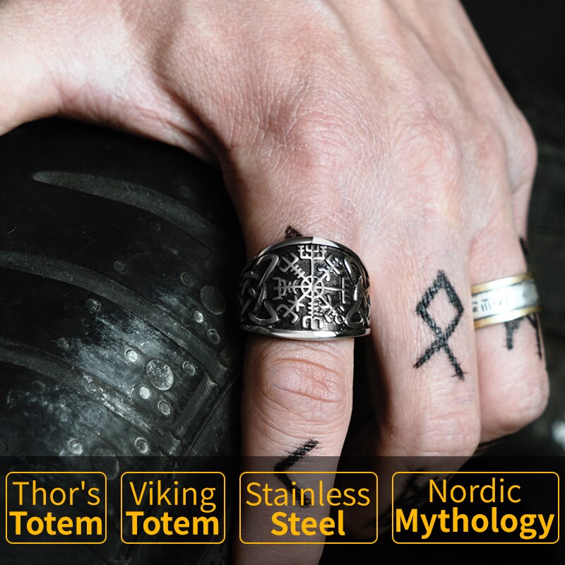 Bagues Viking Valknut nordiques pour hommes, en acier inoxydable, bague index pour hommes, bijoux à la , Vintage
