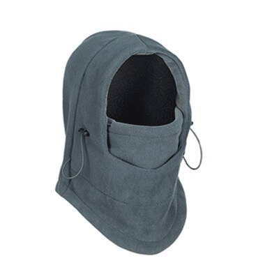 Suogry termisk fleece balaclava hatt hettehals varmere vintersport ansiktsmaske til menn sykkelhjelm beanies maskert hette: Grå