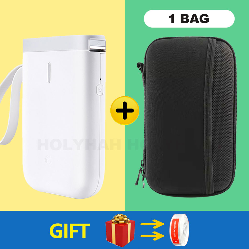 Niimbot D11 Mini Portable Thermal Label Printer Pocket Tape Sticker Label Maker For Mobile Android iOS Phone: White Add White Bag
