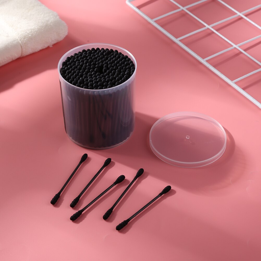 200pcs Spiral Bamboo Charcoal Ear Cotton Swab Double Head Sticks Disposable Buds Cotton for Beauty Makeup Nose Ears Cleaning
