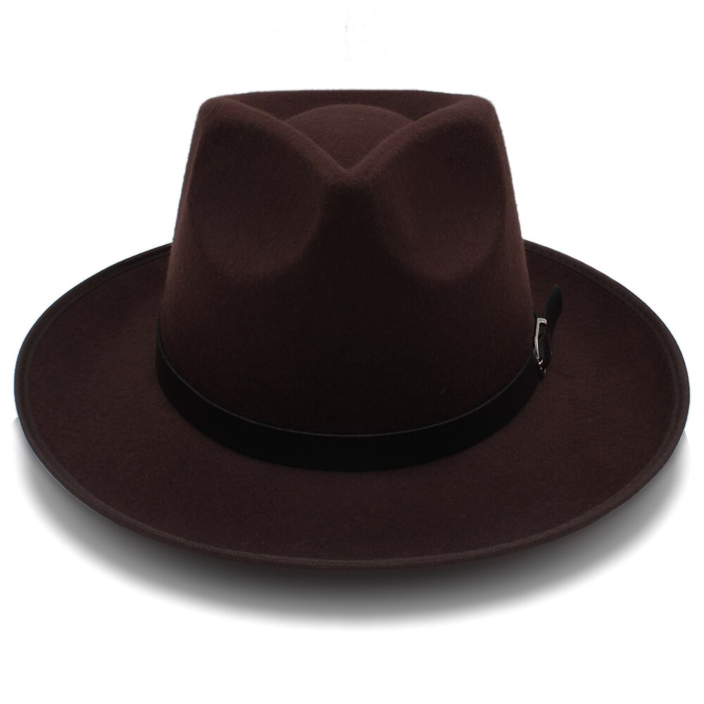 Mannen Vrouwen Wollen Panama Hoeden Brede Rand Fedora Caps Trilby Zonnehoed Klassieke Retro Party Street Style Travel Size Us 7 1/4 Uk L: Brown