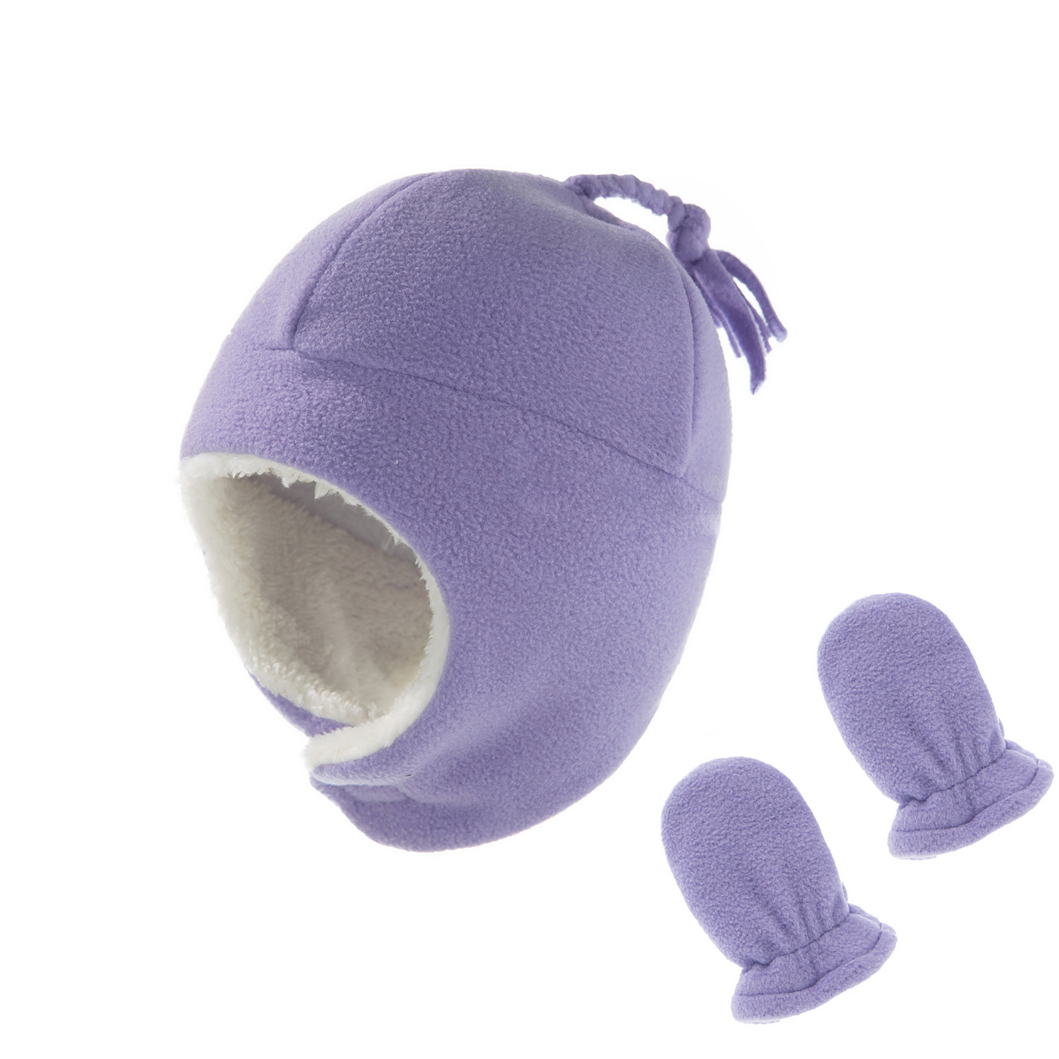 Kids Beanie Hoed Tweedelige Baby Hoed Handschoenen Skullcap Kinderen Hoed In De Winter Warm Kinderen Houden Beschermende oor Cap Hoed Handschoenen: Purple 1