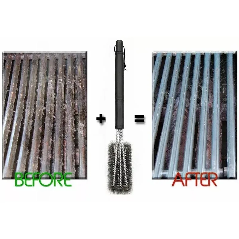 Grill-Reinigungsbürste, Grill-Werkzeug, Grillbürste, 3 Edelstahlbürsten in 1, Cleanin-Grill-Zubehör, bester Reiniger, Grill