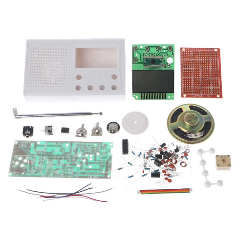 Kit de Radio FM LCD DIY, Suite de aprendizaje educativo electrónico, rango de frecuencia de 72-108,6 MHz: Blanco