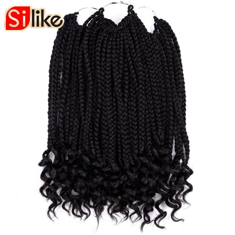 Silike 12&quot; 24 strands Loose End Box Braids High Temperature Fiber Synthetic Crotchet Braid Hair Extensions For Black Women