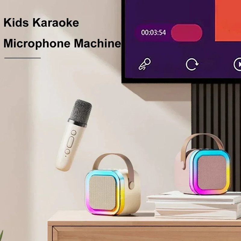Bluetooth Speaker K12 Karaoke Machine Portable 5.3 PA Speaker System with Wireless Microphones Home Family Singing Children's