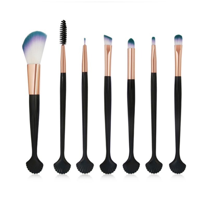 Set van 7 make-upkwasten voor cosmetische foundation, poeder, oogschaduw en make-upkwasten, eenvoudig te gebruiken: Schelp bmj