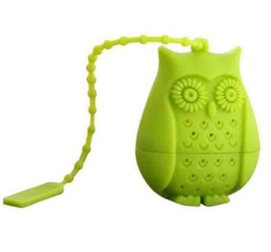 ORGANBOO 1 st Silicone Uil Vorm Thee Zetgroep Uil Theezeefje Filter Silicone Theezakje: green