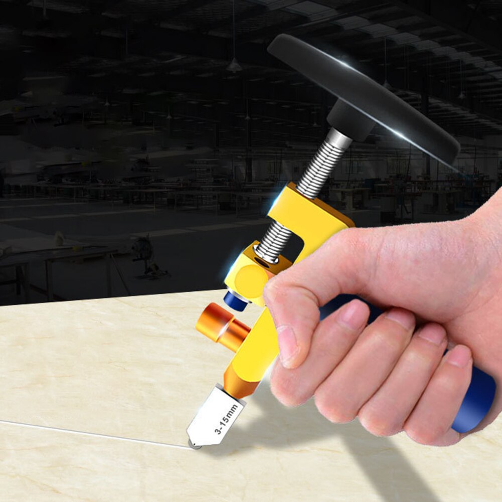 Multifunctional Tile Cutter with Wheel Diamond Roller Aluminum 2 in 1 Glass Cutter for Tiling Glass Mirror Cutting Tool