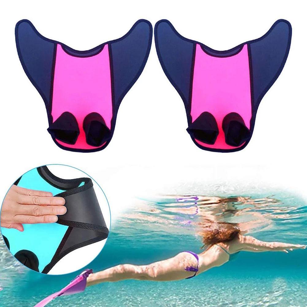 Aletas de natación de sirena para chico y niño, aletas de pato de goma cortas, tamaño ajustable, neutras, equipo de buceo