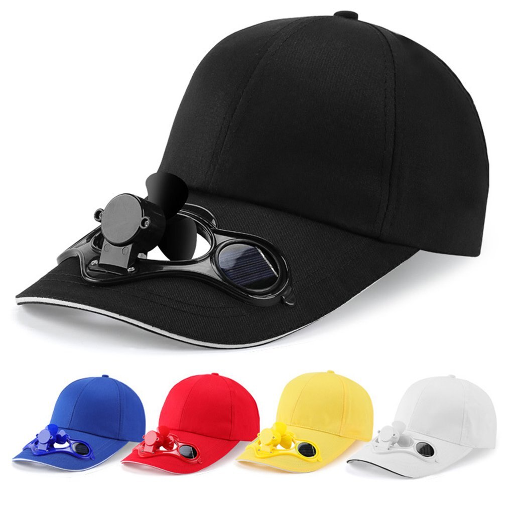 Solar Fan Cap Zonnebrandcrème Cap Fan Cooling Baseball Cap Katoen Geborduurde Satijnen Energiebesparende Ademend