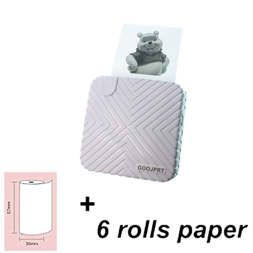 Peripage 58mm mini lomme trådløs printer bluetooth fotoprinter 4.0 til android ios mobiltelefon: Hvid 6 papir hvid