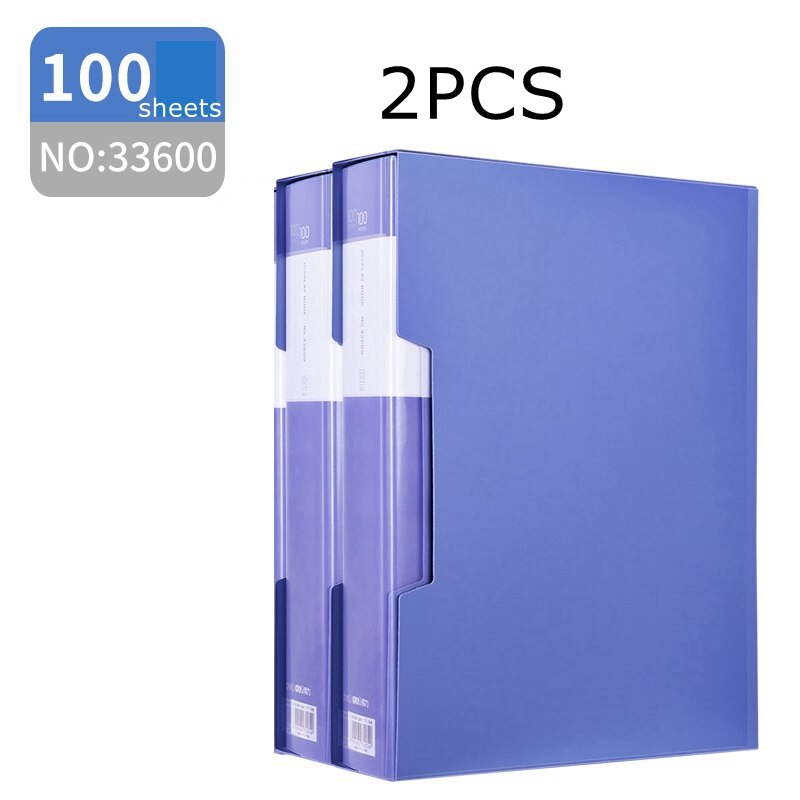 1/2/3/5PCS Deli folder 33610 transparent interleaf A4 clear leaf file folder 10-100 sheets documents loose leaf folder: 33600(2PCS)